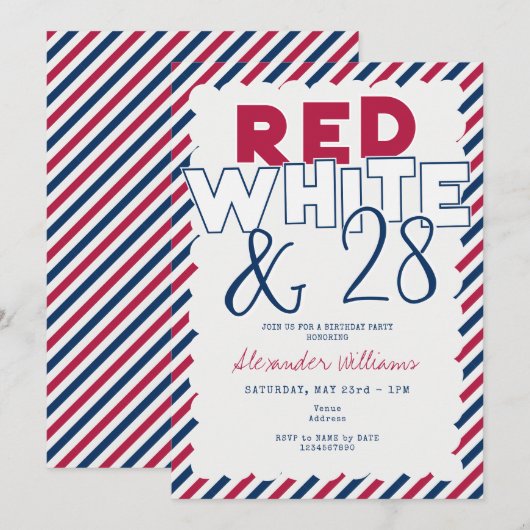 Rood Wit Blauw Juli 4e Picknick BBQ Verjaardagsfee Kaart (Voorkant / Achterkant)