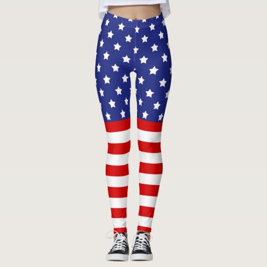 Rood Wit Blauw Juli 4th Leggings (Voorkant)