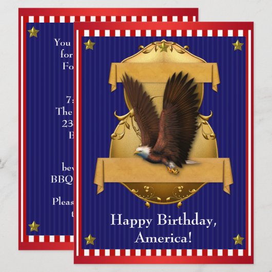 Rood Wit Blauw Kale Adelaar Patriottisch 4 juli Kaart (Voorkant / Achterkant)