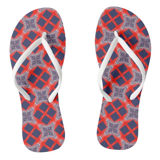 Rood Wit Blauw Kaleidoscoop Zomer Teenslippers (Voetbed)