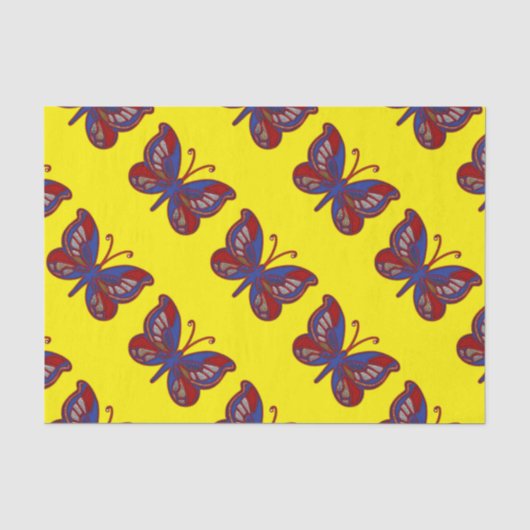 Rood wit blauw karton, geel papier voor weefselrep (Voorkant)