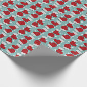 Rood Wit Blauw Kerst Kousen Mittens Cadeaupapier (Hoek)