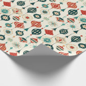 Rood Wit Blauw Kerst Ornamenten Feestelijk Patroon Cadeaupapier (Hoek)