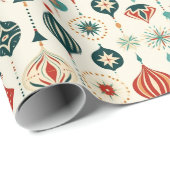 Rood Wit Blauw Kerst Ornamenten Feestelijk Patroon Cadeaupapier (Rol Hoek)