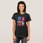 Rood Wit Blauw Kettingzaag Amerikaanse Arborist 4e T-shirt (Voorkant volledig)