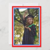 Rood Wit Blauw Klasse van 2024 Afstuderen Foto Kaart (Achterkant)