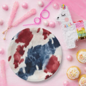 Rood Wit Blauw Koeienhuid Papieren Bordje (Feest)