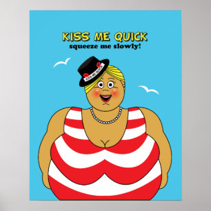 Rood Wit Blauw Kus Me Vlug Zeekant Humor Poster