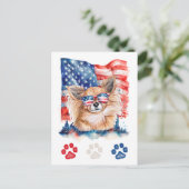 Rood Wit Blauw Lang Haar Chihuahua Hond 4 juli Feestdagenkaart (Staand voorkant)