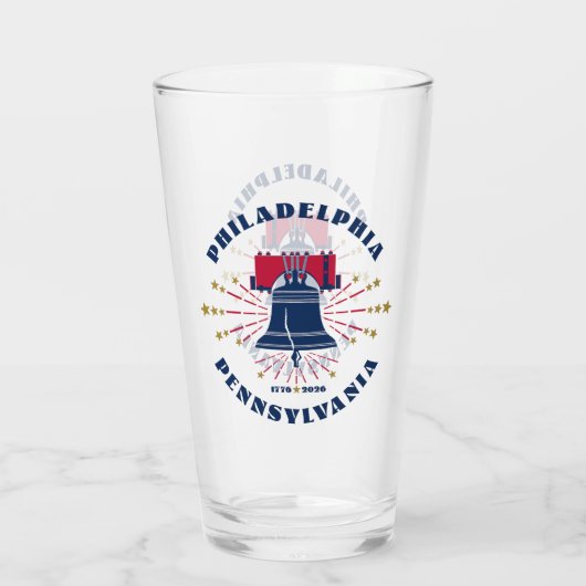 Rood Wit Blauw Liberty Bell Patriottisch Glas Cup (Achterkant)