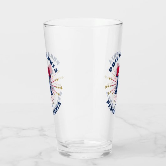 Rood Wit Blauw Liberty Bell Patriottisch Glas Cup (Rechts)