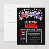Rood wit & blauw lint & sterren op 4 juli BBQ Briefkaart (Voorkant / Achterkant)