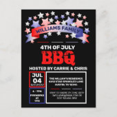 Rood wit & blauw lint & sterren op 4 juli BBQ Briefkaart (Voorkant)