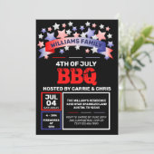 Rood wit & blauw lint & sterren op 4 juli BBQ Kaart (Staand voorkant)