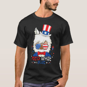 Rood Wit Blauw Llama Vuurwerk Patriottisch 4e van T-shirt
