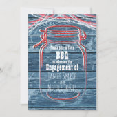 Rood Wit & Blauw Mason Jar Rustieke Uitnodigingen (Voorkant)