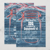 Rood Wit & Blauw Mason Jar Rustieke Uitnodigingen (Voorkant / Achterkant)