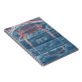 Rood Wit & Blauw Mason Jar & String Lights Rustiek Notitieboek (Rechterzijde)