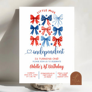 Rood Wit Blauw Miss Independent 1e Verjaardag Kaart