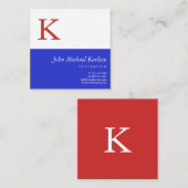 Rood wit Blauw | Modern monogram Vierkante Visitekaartje (Voorkant / Achterkant)