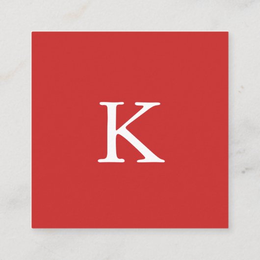 Rood wit Blauw | Modern monogram Vierkante Visitekaartje (Achterkant)