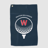 Rood Wit & Blauw Monogram Golfhanddoek (Voorkant)