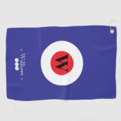 Rood Wit Blauw Monogram Naam Golfhanddoek (Horizontaal)