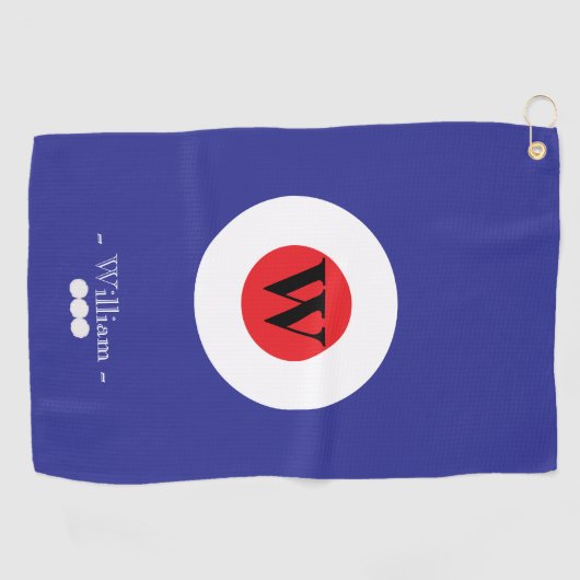 Rood Wit Blauw Monogram Naam Golfhanddoek (Horizontaal)