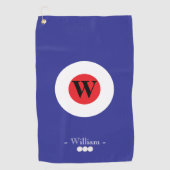 Rood Wit Blauw Monogram Naam Golfhanddoek (Voorkant)