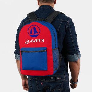 Rood Wit Blauw Monogram Nautisch Thema Bedrukte Rugzak