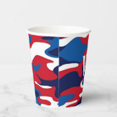 Rood Wit Blauw Monogram Patriottisch Camo Papieren Bekers (Rechts)