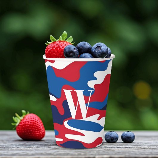 Rood Wit Blauw Monogram Patriottisch Camo Papieren Bekers