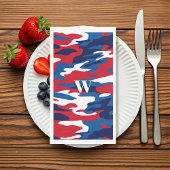Rood Wit Blauw Monogram Patriottisch Camo Servet