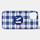 Rood, Wit & Blauw Monogram Plaid Case-Mate iPhone Case (Achterkant (horizontaal))