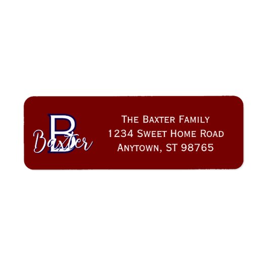 Rood Wit & Blauw Naam en Monogram Gepersonaliseerd Etiket (Voorkant)