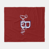 Rood Wit & Blauw Naam en Monogram Gepersonaliseerd Fleece Deken (Voorkant (Horizontaal))