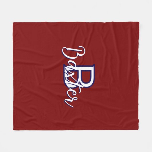 Rood Wit & Blauw Naam en Monogram Gepersonaliseerd Fleece Deken (Voorkant (Horizontaal))