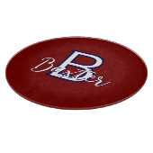 Rood Wit & Blauw Naam en Monogram Gepersonaliseerd Snijplank (Hoek)