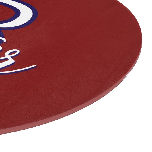 Rood Wit & Blauw Naam en Monogram Gepersonaliseerd Snijplank (Hoek)