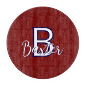 Rood Wit & Blauw Naam en Monogram Gepersonaliseerd Snijplank (Voorkant)