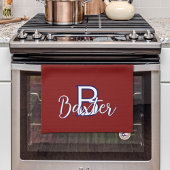 Rood Wit & Blauw Naam en Monogram Gepersonaliseerd Theedoek