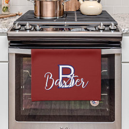 Rood Wit & Blauw Naam en Monogram Gepersonaliseerd Theedoek