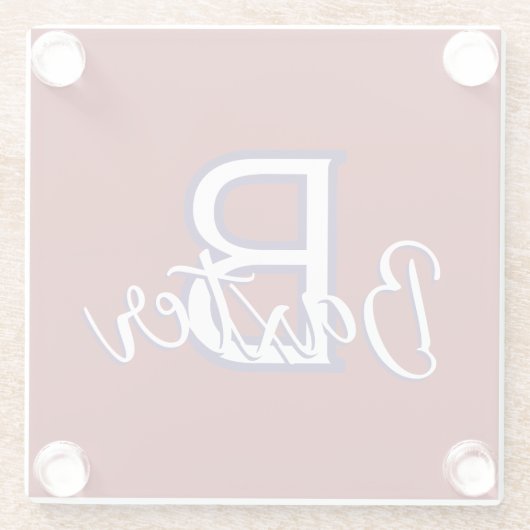 Rood Wit & Blauw Naam en Monogram Persoonlijk Glazen Onderzetter (Achterkant)