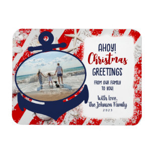 Rood, Wit, & Blauw Nautisch Anker Ahoy Kerstmis Magneet