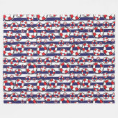 Rood Wit Blauw Nautisch Lifebuy Lifebelts Patroon Fleece Deken (Voorkant (Horizontaal))