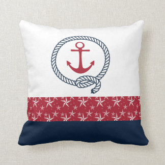 Rood wit blauw Nautisch Sierkussen met anker