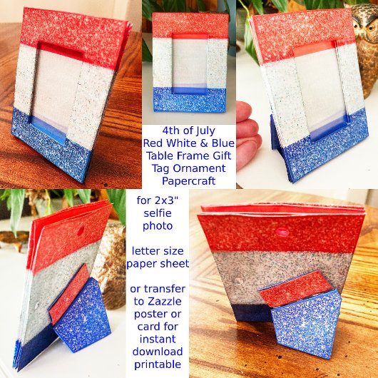 Rood Wit & Blauw Nep Glitter Selfie Frame Ambacht