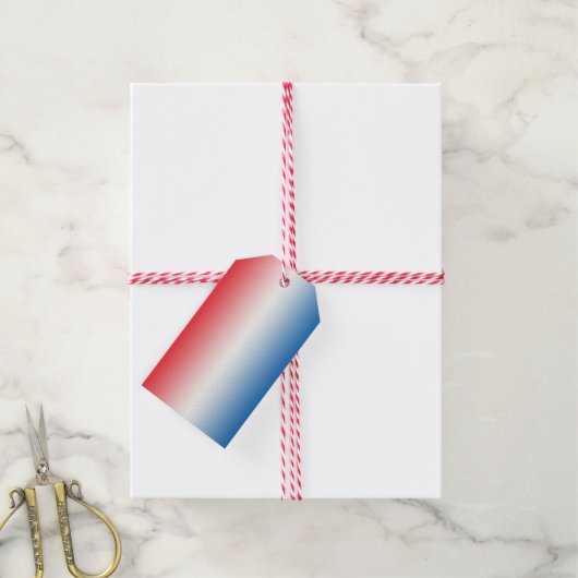 Rood Wit & Blauw Ombre Cadeaulabel (Met Touw)