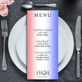 Rood Wit & Blauw Ombre Diner Bruiloft Receptie Menu