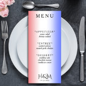 Rood Wit & Blauw Ombre Diner Bruiloft Receptie Menu